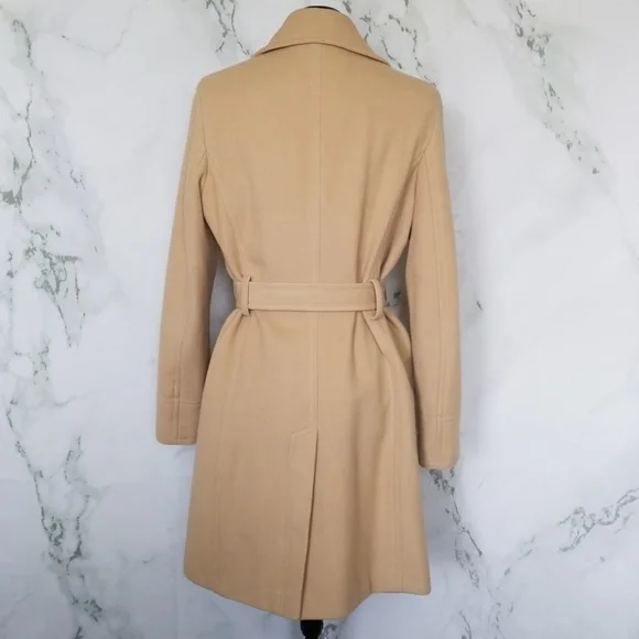 DKNY Tan Wool Blend Pea Coat - Picture 3 of 8